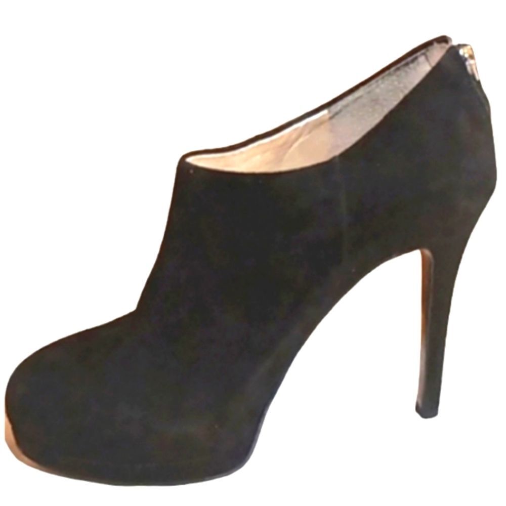 Nine West Heywire Black Leather Zipper Platform Stiletto Bootie  4" Heel…